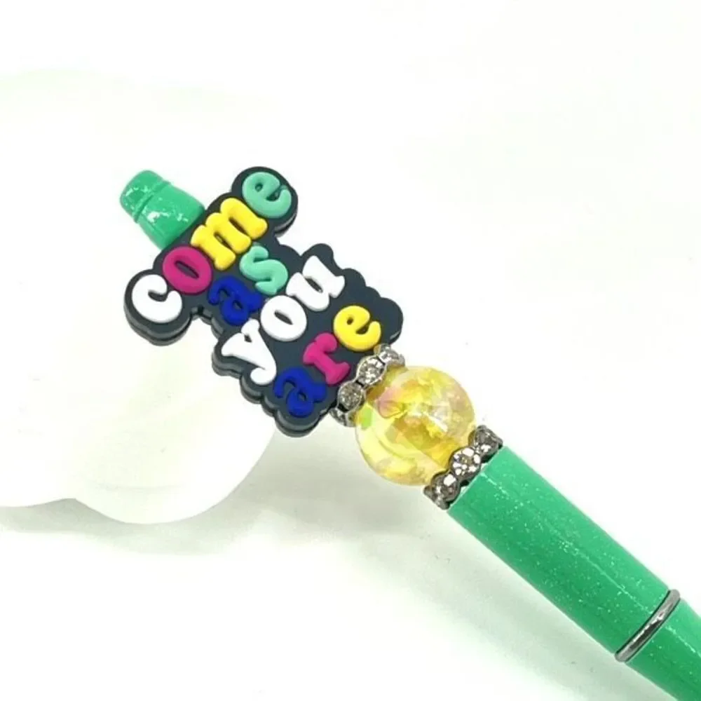 Come As You Are handmade pen NEW beads rhinestone bling cloud bead mint green ye